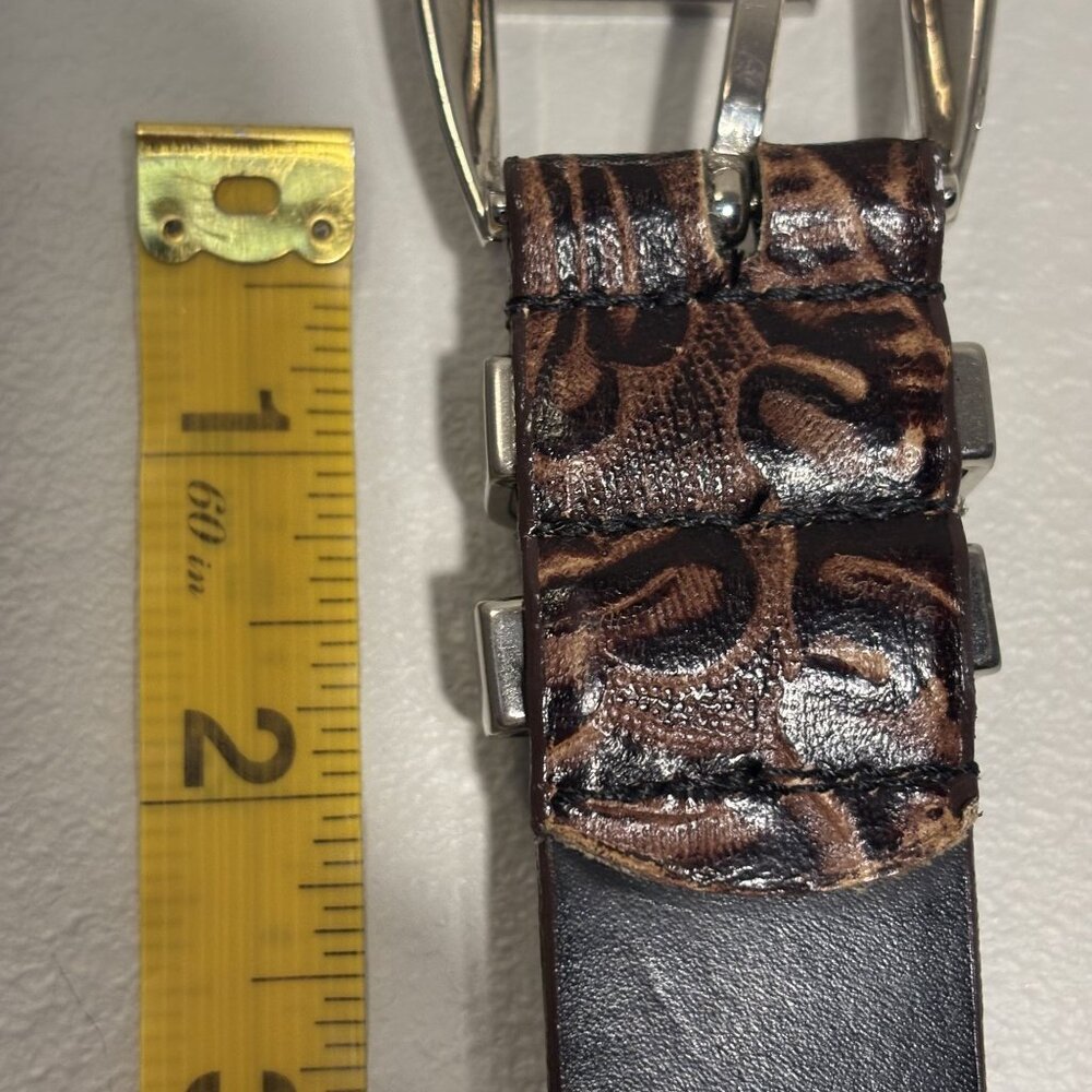 Sandy Duftler Designs Embossed Genuine Leather Belt, Western Design - Picture 5 of 8